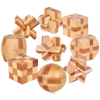 [Fun] Montessori 3D Puzzles Game Unlock Toys Wooden Kong Ming Lock Lu Ban Lock IQ Brain Teaser Educa