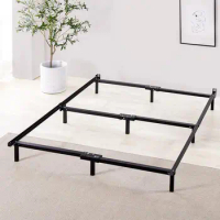 Compack Metal Bed Frame, 7 Inch Support for Box Spring and Mattress Set, Black, Queen