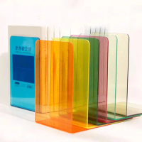 Bookends,Clear Acrylic Bookends for Shelves,Heavy Duty Book Ends and Desktop Organizer,Book Stopper Books/Movies/CDs