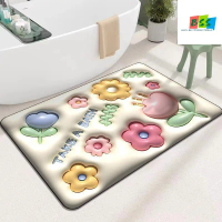 BSS Karpet 3D tiga dimensi 40x60 Karpet Anti-Selip 3D Kristal Flanel untuk Dapur dan Kamar Mandi Kar