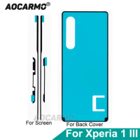 Aocarmo For SONY Xperia 1 III X1iii Front LCD Display Screen Adhesive Back Cover Rear Housing Door Sticker Glue Tape
