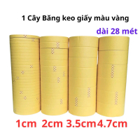 SKU743 - Băng keo giấy màu vàng, rộng 1cm - 2cm - 3.5cm - 4.7cm, dài 2 mét mỗi cuộn, lõi giấy 3mm - 
