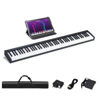 88 Key Digital Piano Portable MIDI Keyboard w/ Pedal &amp; Bag White/Black MU70012