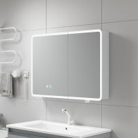 太空鋁智能鏡柜圓弧浴室鏡壁掛觸摸屏鏡防霧洗手間鏡發光高清鏡