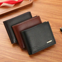 Leather Mens Wallet Luxury Mens Purse Male Zipper Card Holders with Coin Pocket Rfid Wallets Gifts for Men Money Bag