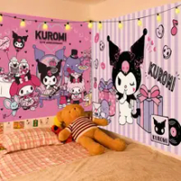 Kawaii Sanrio Cartoon Tapestry Cute Hello Kitty Room Decor Hello Kitty My  Melody Y2K Room Decoration Creative Children Gifts - AliExpress