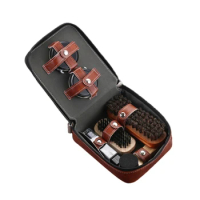 Shoe Shine Care Kit Professional Cleaning Shoe Brush Leather Shoes Polish Tool Set with Portable Bag for Travel Home