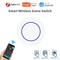 Tuya ZigBee Smart Scene Switch Wireless Remote Control Support Smart Life Automation Scenario Button Switch Needs Zigbee Gateway