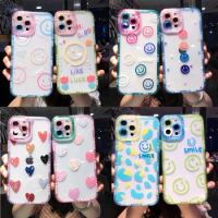 For OPPO Reno4 Z 5G Case Cute Cartoon Smile Flower Clear oppo Reno reno2 Reno z Reno 4 5G Couple Transparent Shockproof Cover