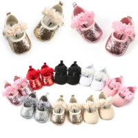 Citgeett Summer Infant Baby Girl Flats Flower First Walker Crib Shoes for Baby