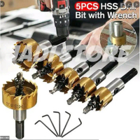 Mata Bor Lubang Mata Bor Plong Mata Bor Besi Kayu Plastik Pipa Plat Besi Kuningan Aluminium 5 pcs Pl
