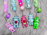 พวงกุญแจแคร์แบร์แบบมีสายคล้อง พวงกุญแจแฟชั่น care bears พลาสติก