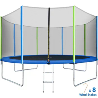 EUROCO 1000LBS 12FT Trampoline for Adults and Kids,Trampoline with Enclosure,Recreational Trampoline with Ladder