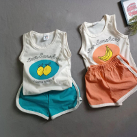 【艾比童裝】嬰兒 陽光水果套裝 MIT台灣製無袖上衣 短褲(套裝系列 D99)