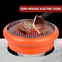 Restaurant Electric Circular Grill Commercial Smokeless Barbecue Grill Pan Embedded Barbecue Stove