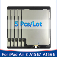 5Pcs For iPad 6 Air 2 A1567 A1566 LCD Display Touch Screen Digitizer Assembly Replacement For Apple iPad Air 2 LCD Panel