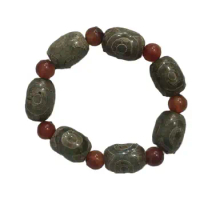 Double eye heavenly bead agate jade bracelet high ancient Han Dynasty bracelet for men Buddhist beads