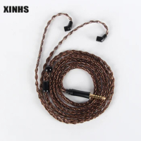XINHS Earphone Cable 8 Core Dark Brown Single Crystal Copper Plated Upgrade Cable 3.5mm Plug Headphone Cable MMCX/0.78mm 2Pin/QD