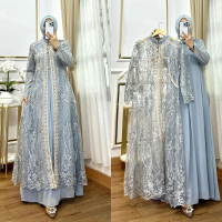 AMORA DRESS GAMIS BRUKAT 2IN1 OUTHER APLIKASI RENDA GAMIS PESTA CERUTI MIX BRUKAT/GAMIS BROKAT KONDA