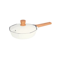 Cate Maker กระทะก้นลึกด้ามลายไม้พร้อมฝาปิด 24cm KCA1001 - White