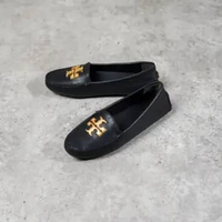 Sepatu TORY BURCH EVERLY DRIVER DOT BLACK LEATHER LOAFER 100% ORIGINAL 36
