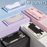 Original Wob Rainy75 Mechanical Keyboard Wireless Bluetooth 3-mode Cnc Aluminum Alloy Rgb Usb Gamer Hot-swap Gaming Pc Keyboard