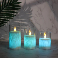 Battery Operated Flameless Candles Set of 3 Pillar LED Candles with Remote Control Colorful for Home Decor Table Centerpiece
