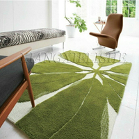 綠色葉子輕奢美式地毯茶幾沙發臥室床邊衣帽間加厚客廳手工地毯