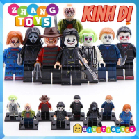 Đồ chơi Xếp hình Halloween gồm Michael Ghostface Draven Jigsaw Jason Chucky Beetlejuice Freddy Kruge