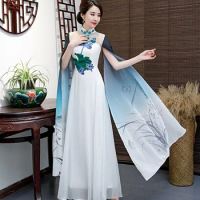 Vietnam Traditional Dress Aodai Costume Cheongsam Vestido Qipao Ao Dai Dress Plus Size Maxi Dresses For Women 4Xl 5Xl 6Xl 11840