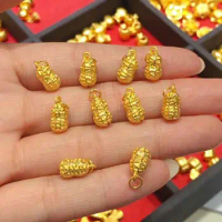 Pure 24K Yellow Gold Pendant Women 999 Gold 3D peanut Necklace Pendant 1pcs