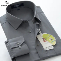 SHAN BAO 6XL 7XL 8XL 9XL 10XL men's professional long-sleeved shirt 2022 business casual large size loose solid color shirt