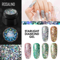 Rosalind Starlight Diamond Gel Polish 5ML Colorful Sequins Gel Nail Polish UV Glue Semi-permanent Gel Nail Art