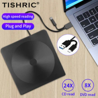TISHRIC USB External DVD Drive CD Player Reader DVD-ROM CD-ROM USB3.0/USB2.0/Type C External DVD Player For PC Desktop Computer