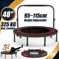 48 Inch Foldable Fitness Trampoline Rebounder Adults Trampoline Fitness Dedicated Elastic Rope Home Gym Exercise Sports Tool