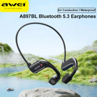 Awei A897BL Air Conduction Sports Headset V5.3 Earphone Bluetooth With Mic Waterproof Wireless Headphones for Hiking Running