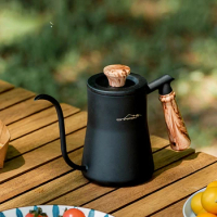 Camping Hand Brewed Pot Coffee Long Mouth Thin Mouth Pot Swan Neck Pot Mouth Coffee Hand Brewed Stainless Steel Pot Picnic Gear