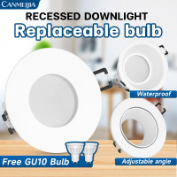 CANMEIJIA LED Downlight Recessed 3 Warna GU10 Lampu Ganti Mudah Fleksibel untuk Rumah Kantor Toko