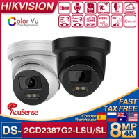 Hikvision 8MP ColorVu Acusense Turret IP Camera DS-2CD2387G2-LSU/SL Strobe Light and Audible Warning Two-way Audio CCTV Cameras