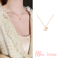 【MISS KOREA】韓國設計輕奢微鑲美鑽銀杏葉造型項鍊(美鑽項鍊 銀杏葉項鍊)