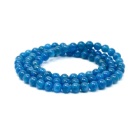 【正佳珠寶】藍磷灰 深邃藍 6mm 三圈手珠 藍磷灰手珠｜日本彈力繩(知識能量寶石)