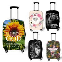 Christian Bible Verse Luggage Cover 18-32 Size Religious Animal Tiger Wolf Protective Covers Elastic Trolley Travel Case Covers