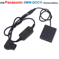 Bateria falsa para Panasonic, D-TAP Cabo de alimentação abaixador, Lumix DMC-GF6 GF5 GF3K GX7 GX9 S6 S6K GX8 G100 TZ85, DMW-DCC11 BLG10 BLE9