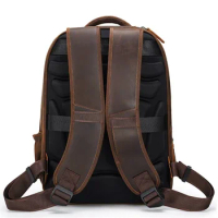 Male Quality Leather Backpack For Men Large Capacity Travel Bag Men's Outdoor With USB Connect Crazy Horse Leather Backpack