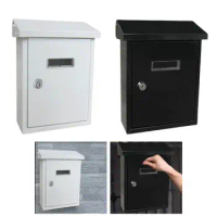 Outdoor Wall Mount Mailbox, Newspaper Letterbox, Iron Decorative Lockable Mail