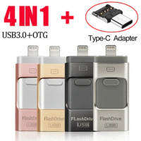 Metal mini USB Flash Drive 128gb OTG Pen Drive 32gb 64gb 16gb Usb 3.0 Flash Disk for iPhone X/8 Plus/8/7 Plus USB Memory Stick