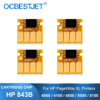 4 Pieces For HP 843 843B New Upgrade Ink Cartridge Chip For HP PageWide XL 4000 4100 4500 5000 5100 Printer One Time Use Chips
