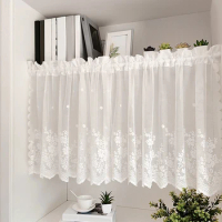 1pc Sweet Style White Lace valance for the Window Decor，Rod Pocket ,Sheer Short Curtain Suitable For Decoration of Bedroom