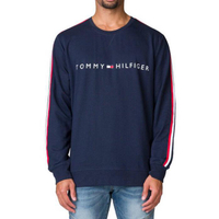 美國百分百【全新真品】Tommy Hilfiger T恤 TH 長袖T-shirt logo 滾邊 深藍 I606
