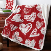 Valentine'S Day Love Hand Drawn Cashmere Blanket Winter Warm Soft Throw Blankets for Beds Sofa Wool Blanket Bedspread